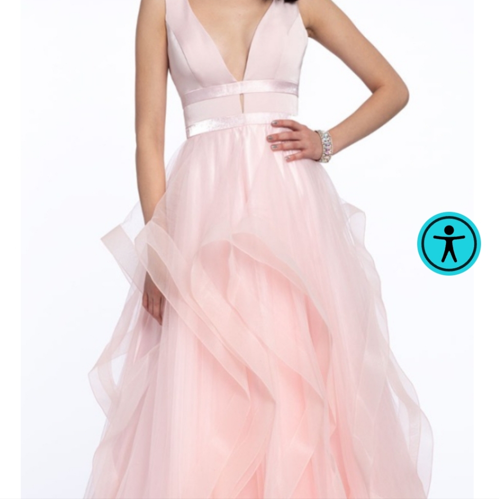 Satin Plunging Tiered Ruffle Ball Gown